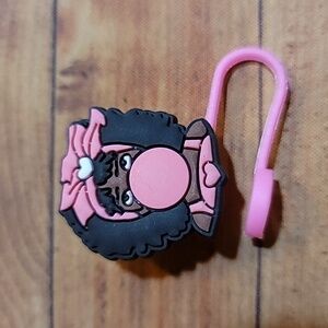 Girl Blowing Bubble Silicone 10mm / 0.4 in Straw Topper Cap Accessory